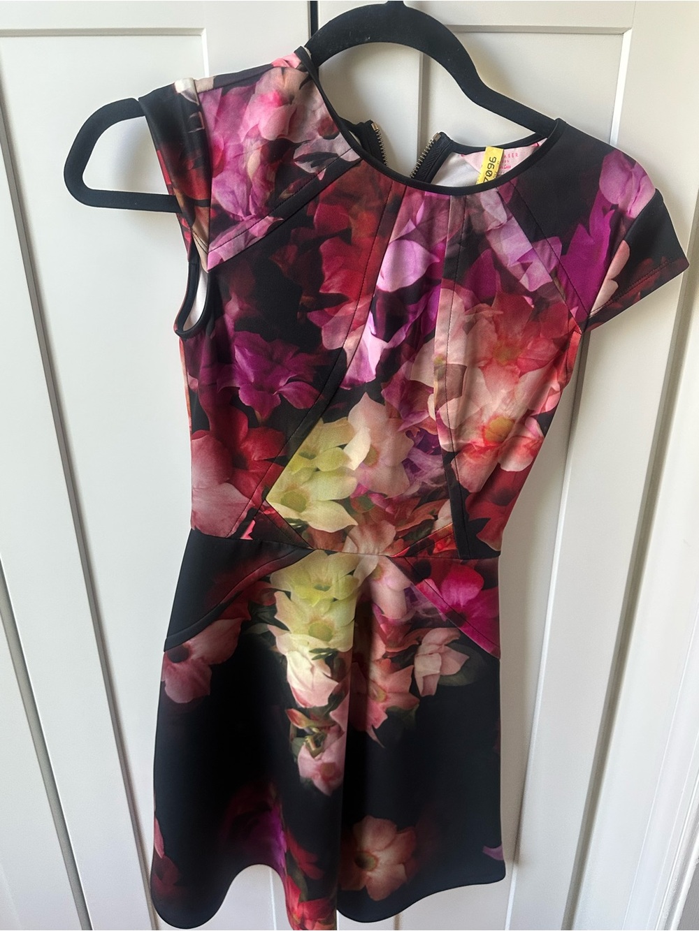 Ted Baker London Black Mini Dress with Pink & Purple Floral Print